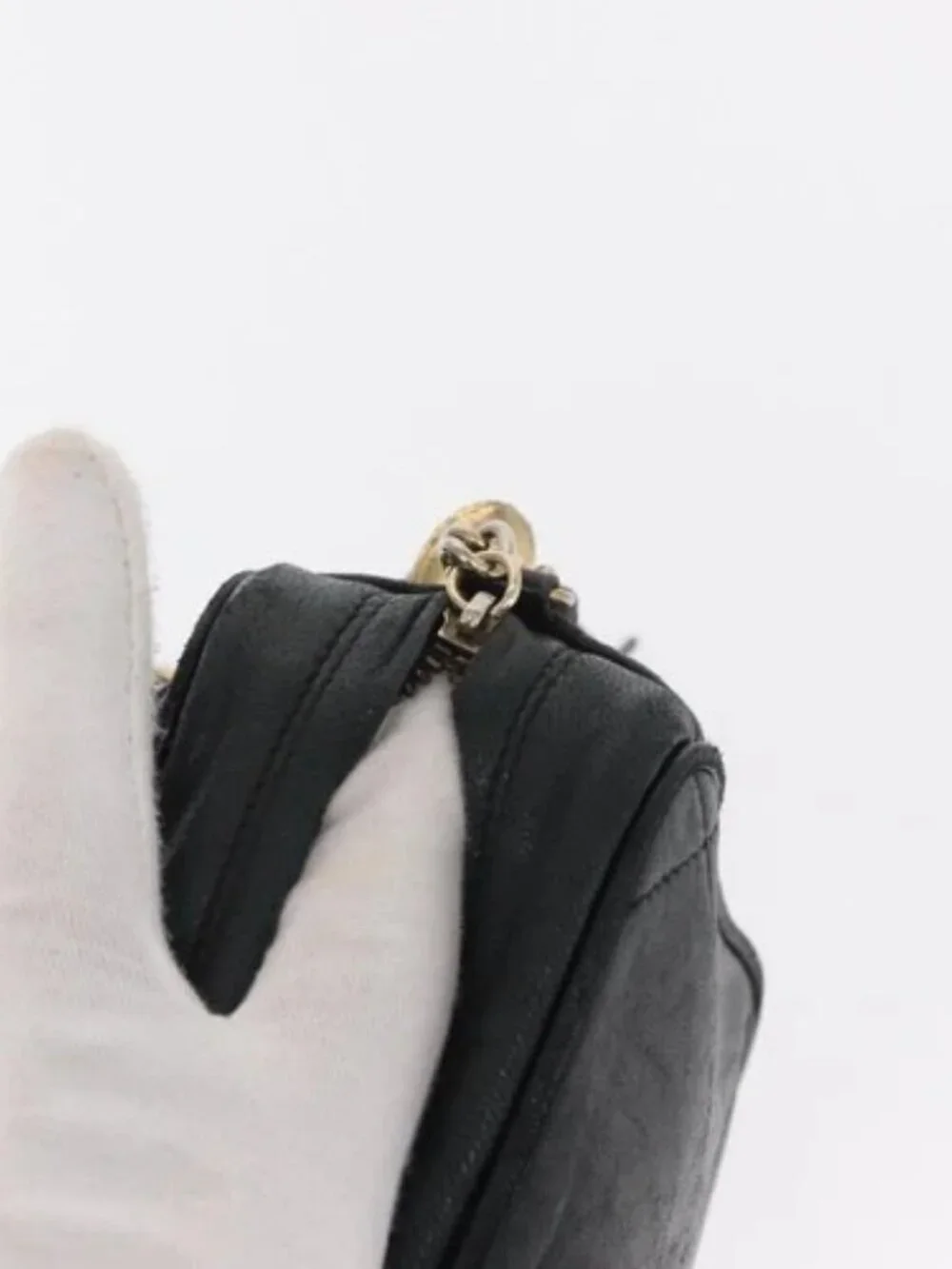 CHANEL Matelasse Chain Shoulder Bag Lamb Skin Black Gold CC Auth BA8251